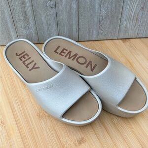 Lemon Jelly Platform Slides Sandals Pearl Beige Slip-On Comfort Women’s 38